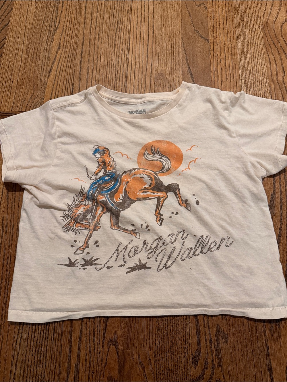 Morgan Wallen concert merch White Graphic crop Tee Rodeo Print sz small
